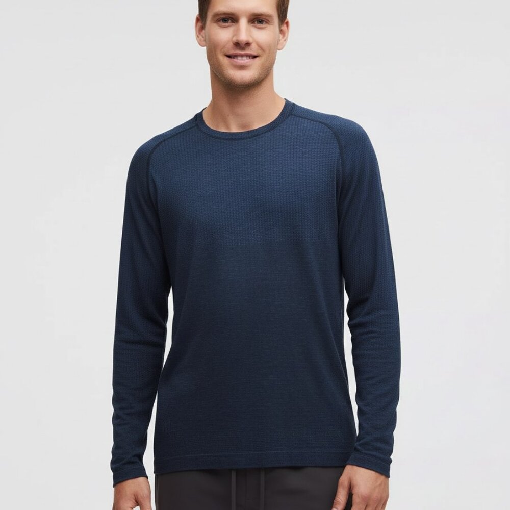 NWT LULULEMON Mens Metal Vent Long Sleeve Mineral Blue True Navy M L XL XXL $88
